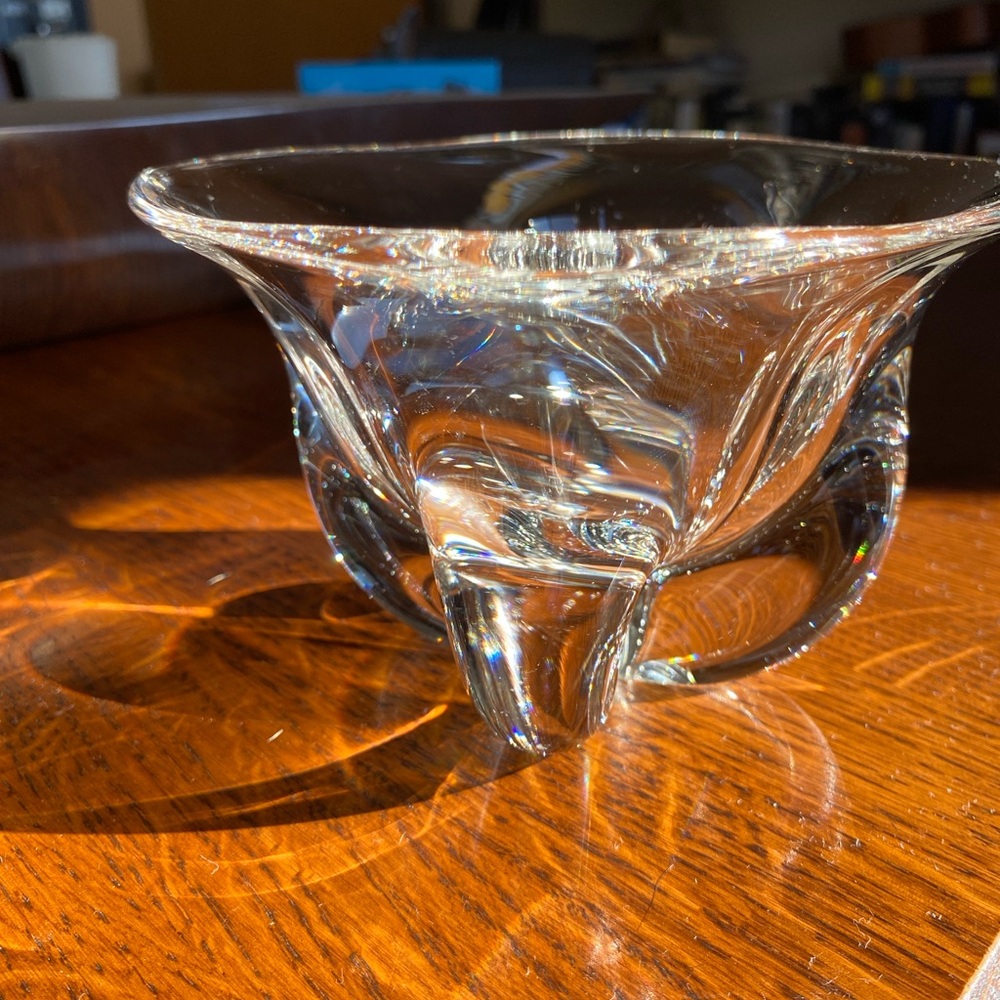 Vintage Orrefors Pinched Base Crystal Console Bowl Edward Hald